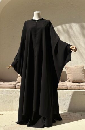 Jet black batwing abaya