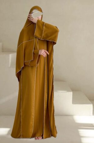 Mustard Yellow Piping Abaya